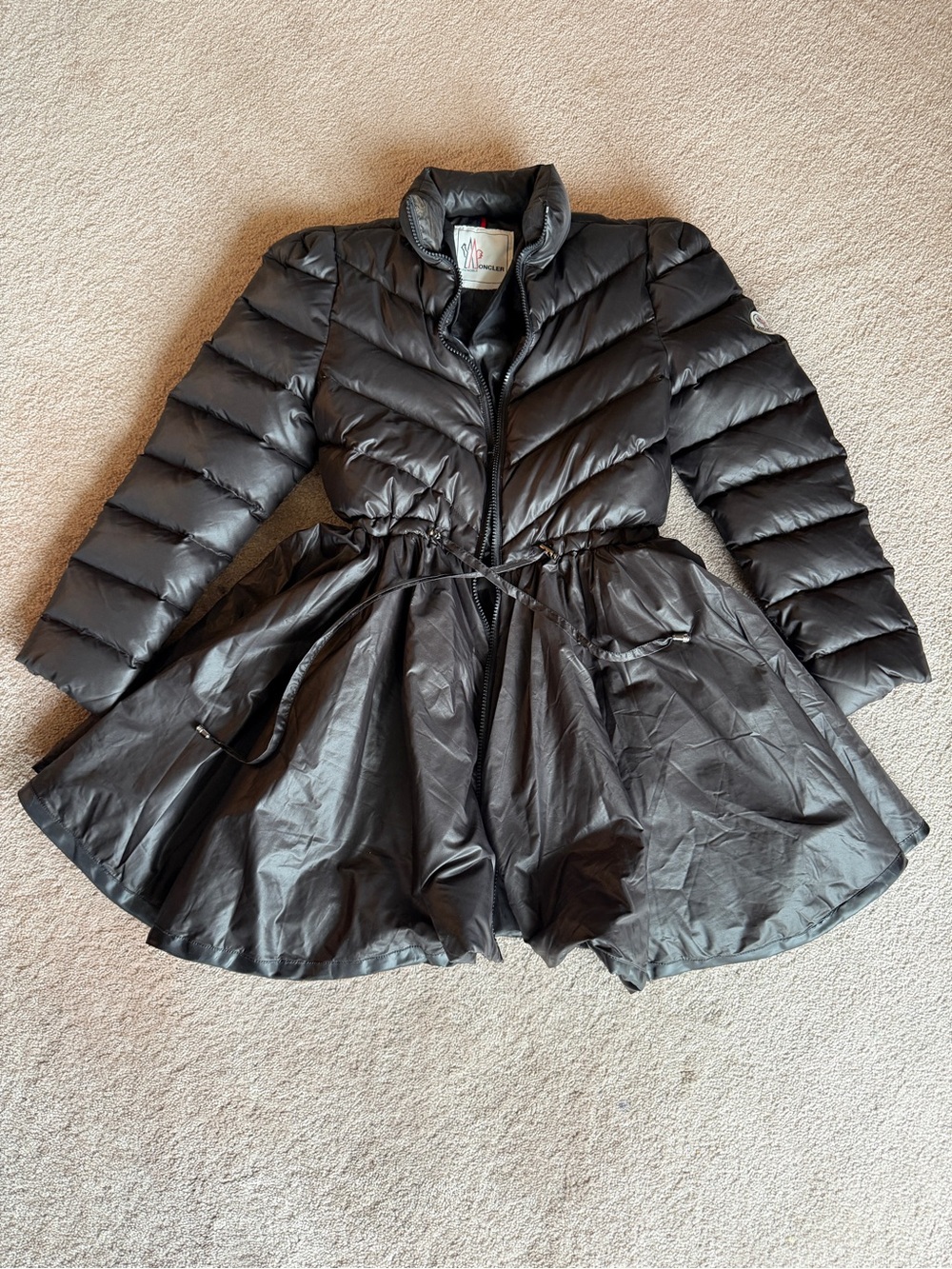 Moncler Women’s Size 3 Black Down Puffer Fit & Flare Coat